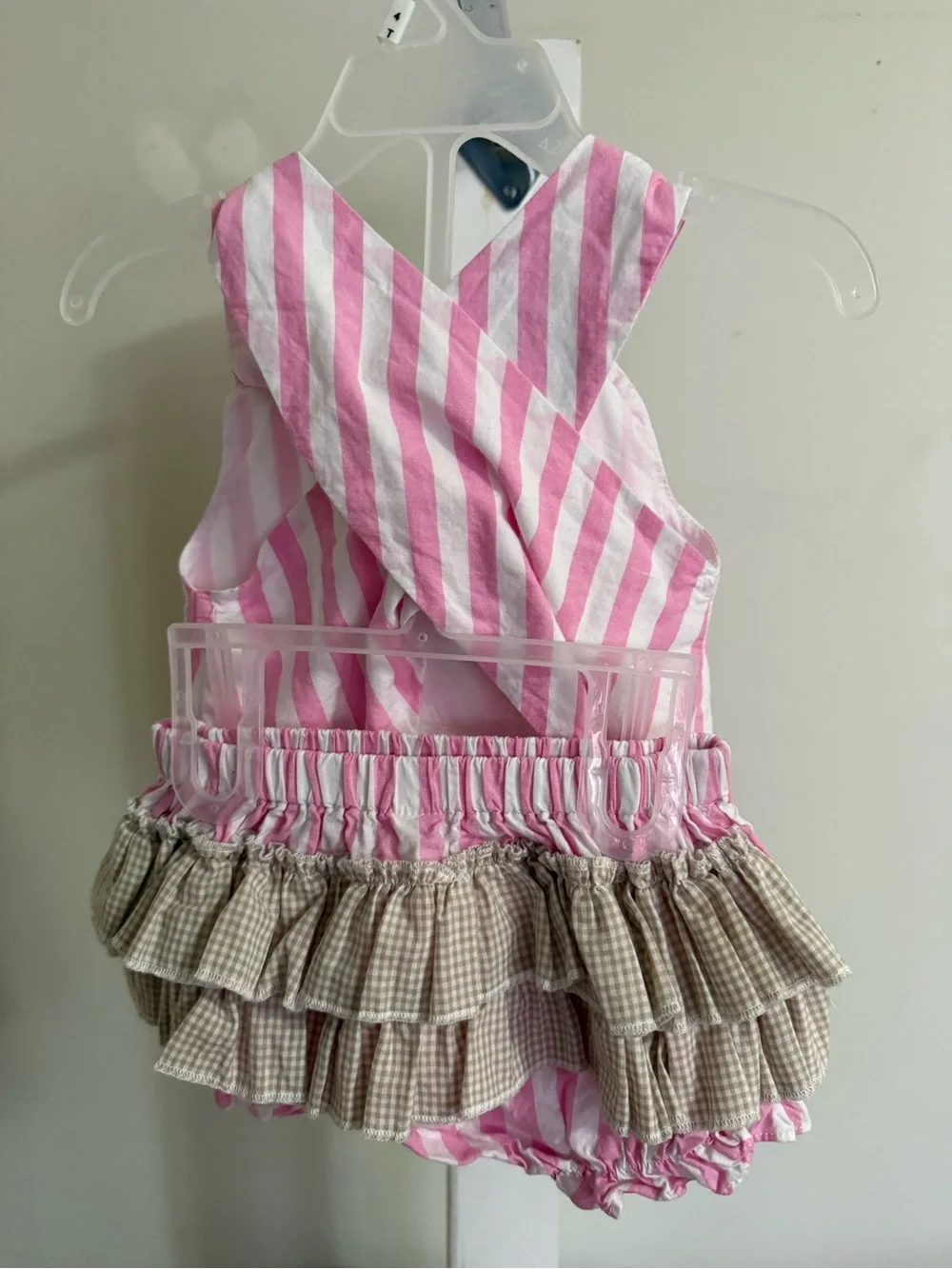 Lil Cactus Pink Striped Cupcake Applique Top & Ruffle Butt Bloomer Set